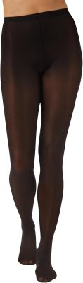 Black Casual Opaque Nylon-Spandex Tights with Sheer Toe and Smooth Waist Fit