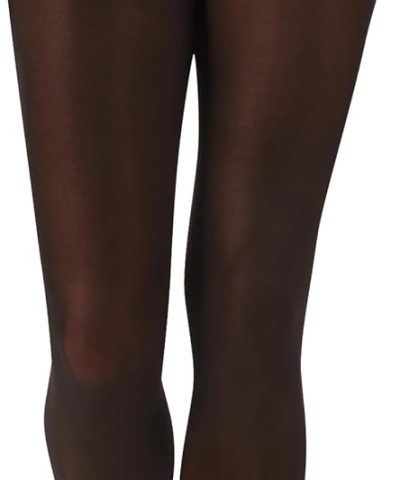 Black Casual Opaque Nylon-Spandex Tights with Sheer Toe and Smooth Waist Fit