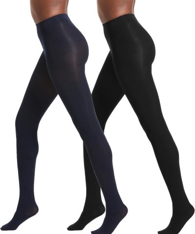 90-Denier Super Opaque Control-Top Tights with Soft High Waist and Smooth Nylon-Spandex Knit