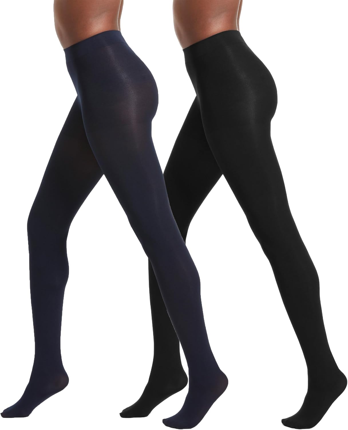 90-Denier Super Opaque Control-Top Tights with Soft High Waist and Smooth Nylon-Spandex Knit