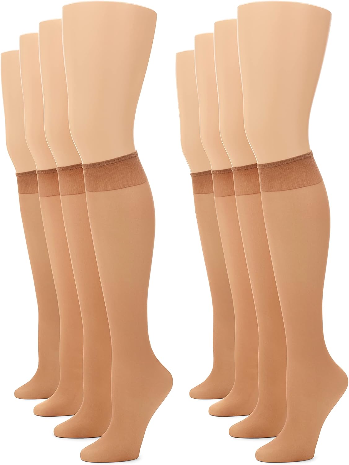 Value-Pack Sheer Nylon Knee-High Stockings with Stay-Put Comfort Top and Sheer Toe