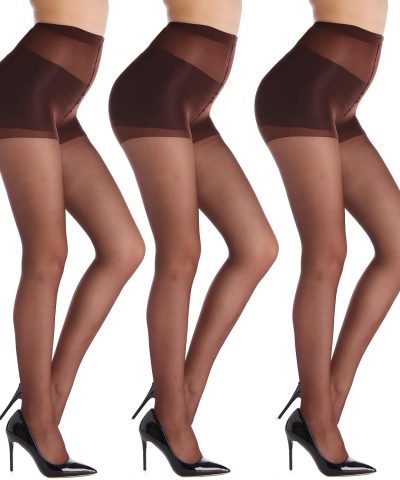 3-Pair 20D Sheer Control-Top Tights with Reinforced Toe, High-Waist Fit and Soft Stretch