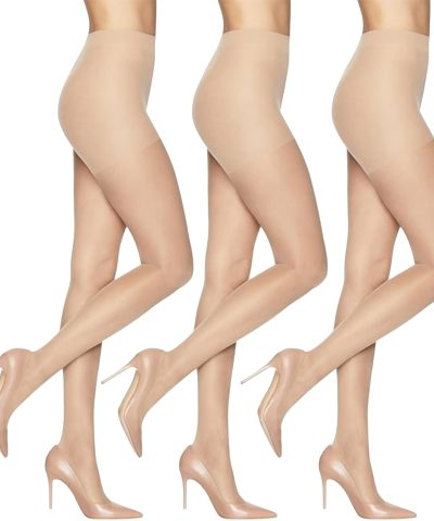 Medium-Support Compression Tights with Control Top and Sheer Toe, Nylon-Spandex Knit