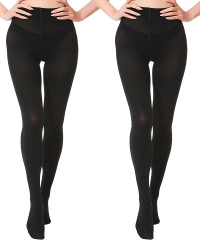 2-Pair Pack Opaque Nylon-Spandex Tights with Smooth Waistband and Soft Stretch