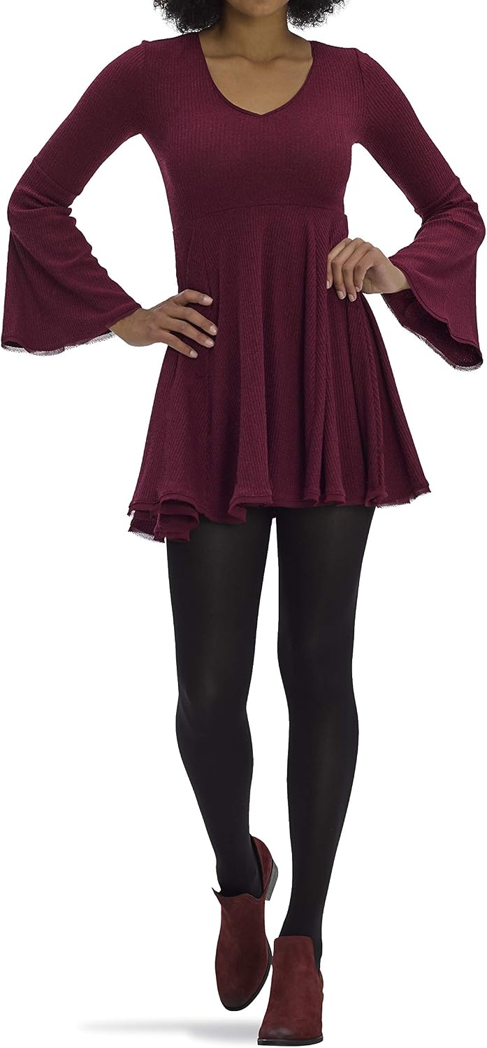 90-Denier Super Opaque Control-Top Tights with Soft High Waist and Smooth Nylon-Spandex Knit - Image 2